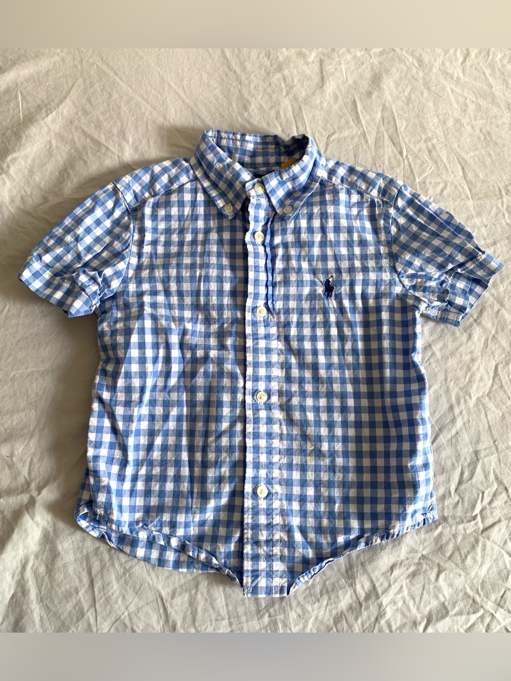 Polo Ralph Lauren Kids Blue Gingham Short Sleeve Button Down Shirt 2T